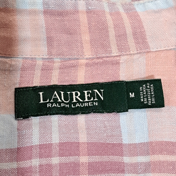 LRL Pastel Plaid Linen Button-Up Classic Coastal Cottage Preppy Shirt Womens M - Picture 11 of 14